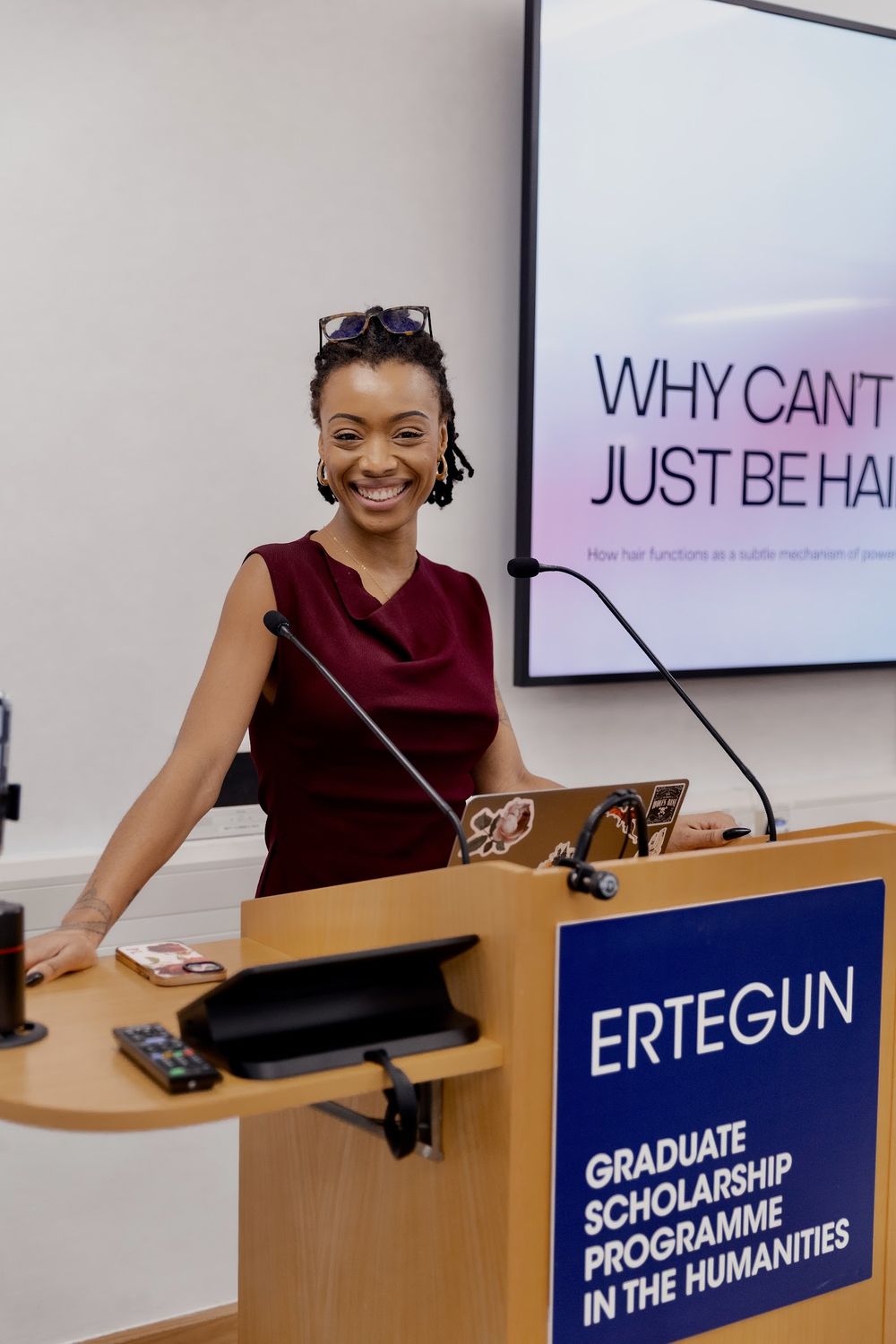 Paige at the lectern for the Ertegun Graduate Scholarship Programme