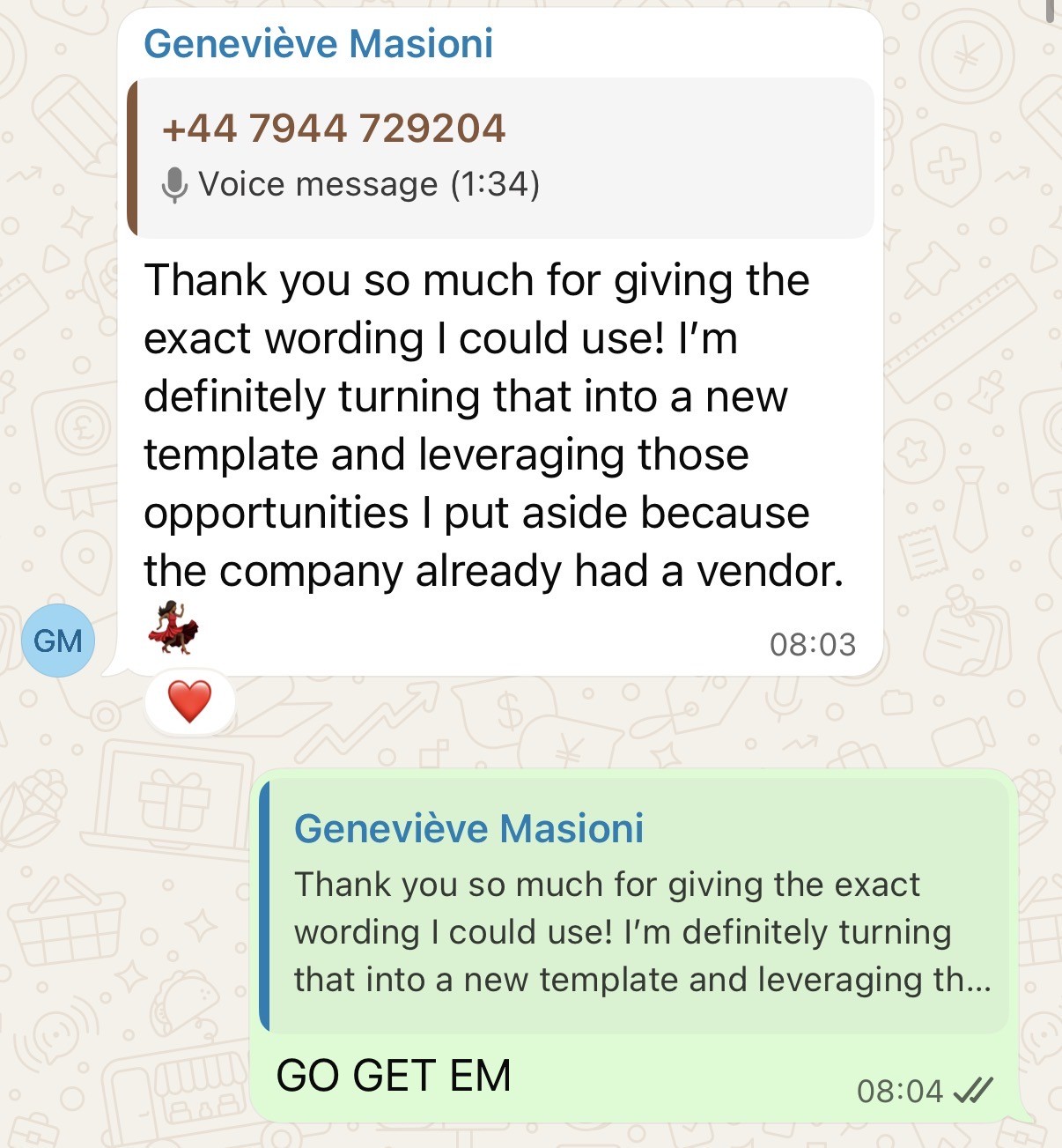 Genevi&egrave;ve: thank you for giving the exact wording I could use, I'm turning that into a new template
